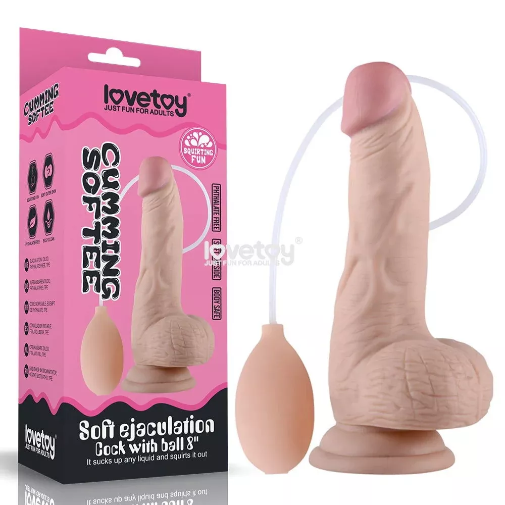 Cumming Softee Soft Ejaculation Cock 8” with Balls