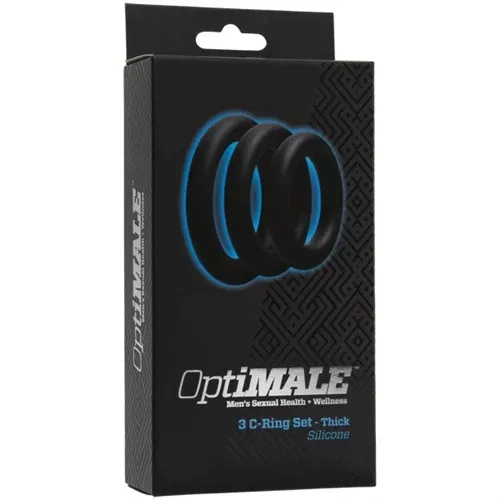 Doc Johnson Optimale Thick C-Ring Set, Black (3 Rings)