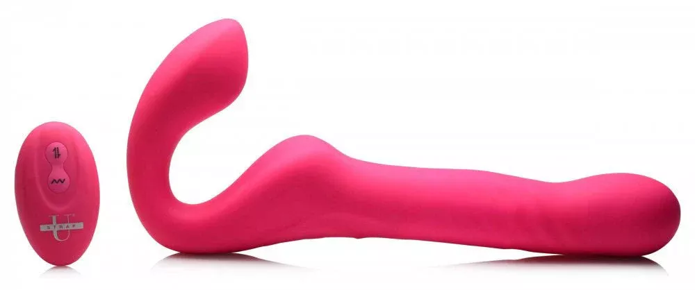 Mighty-Thrust Thrusting and Vibrating StraplessStrap-on With Remote- Pink