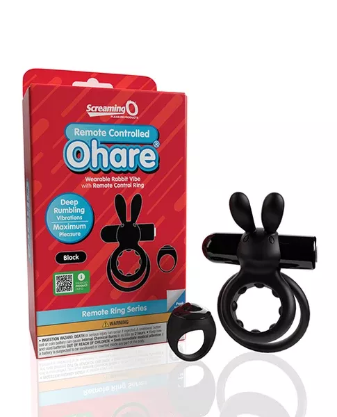 Screaming O Ohare Remote Controlled Vibrating Ring- Black