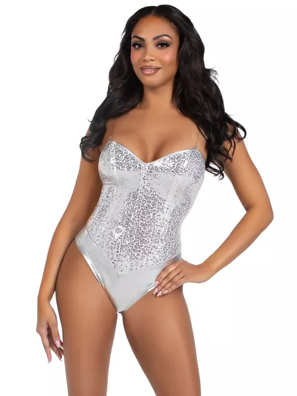 Sequin Bodysuit – Medium – Silver